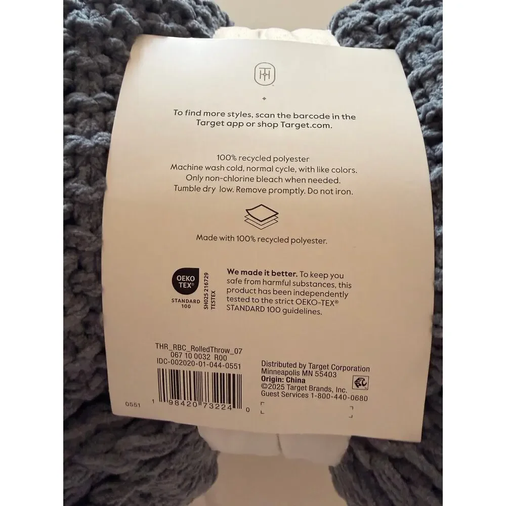 Threshold Chunky Knit Throw Blanket Blue 50x60 Chenille Soft NWT Target